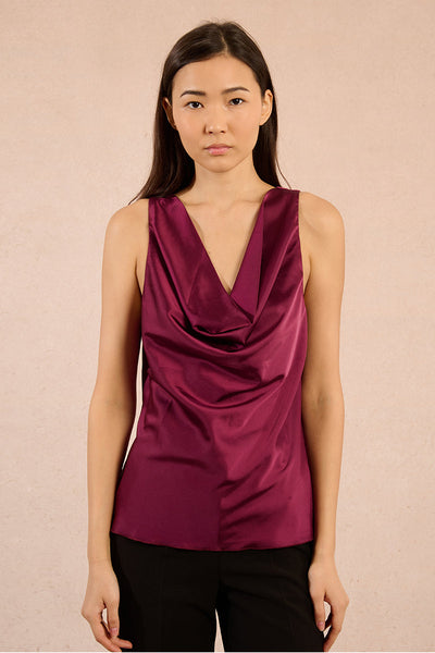 Draped Neck Sleeveless Top