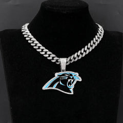 Sports LOGO Pendant Necklace with Iced Out Cuban Chains for Football Fans
