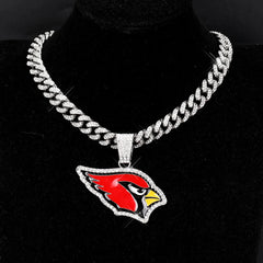 Sports LOGO Pendant Necklace with Iced Out Cuban Chains for Football Fans